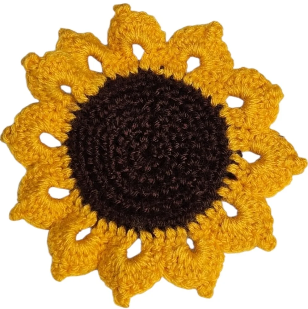 Set Of 4 Sunflower Crochet Coasters